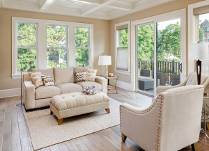 45168974 - beautiful living room with hardwood floors in new luxury home